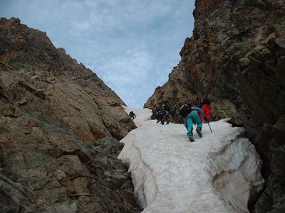 Couloir au départ de la voie